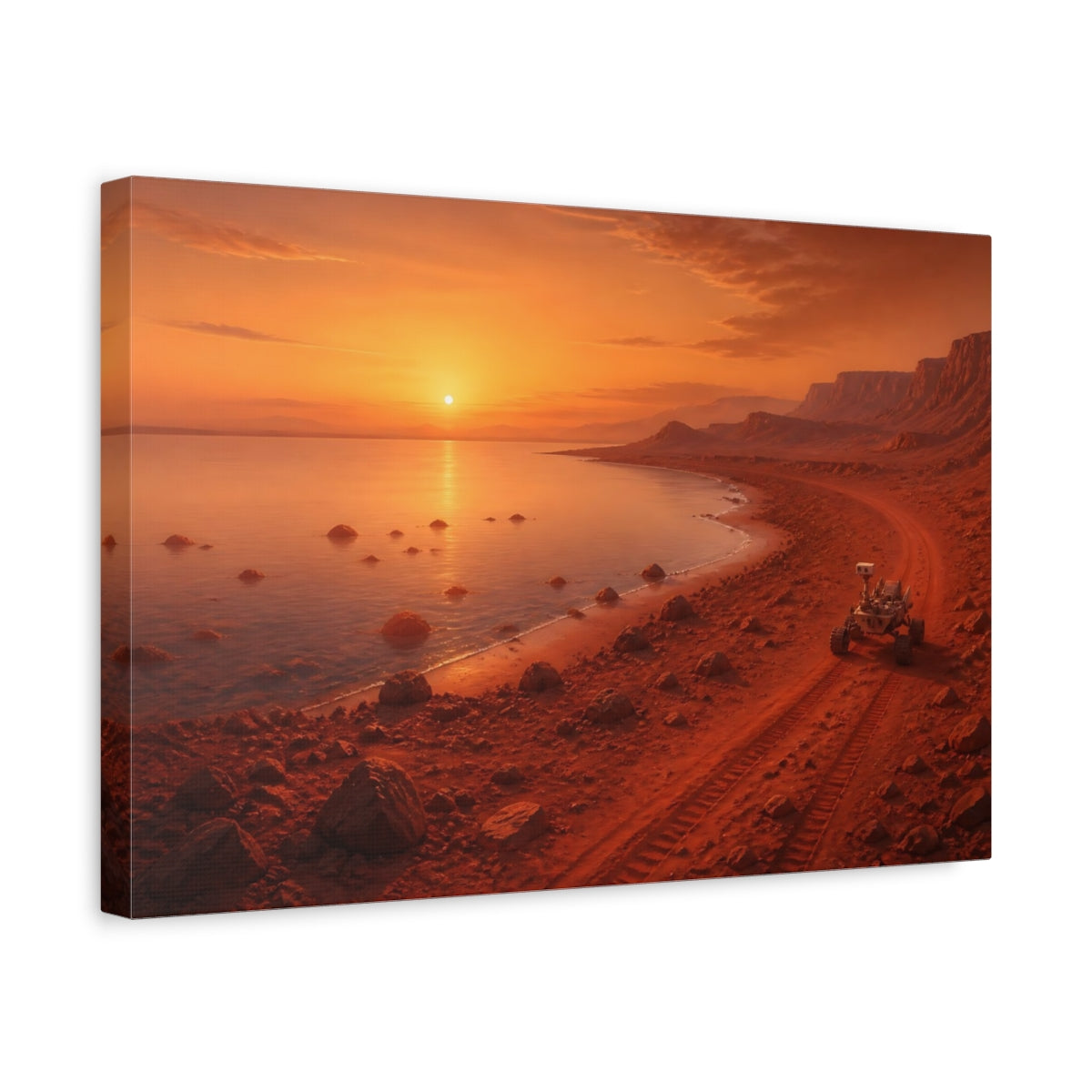 Side Mockup 4. Mars Valley At Sunset shown as canvas print