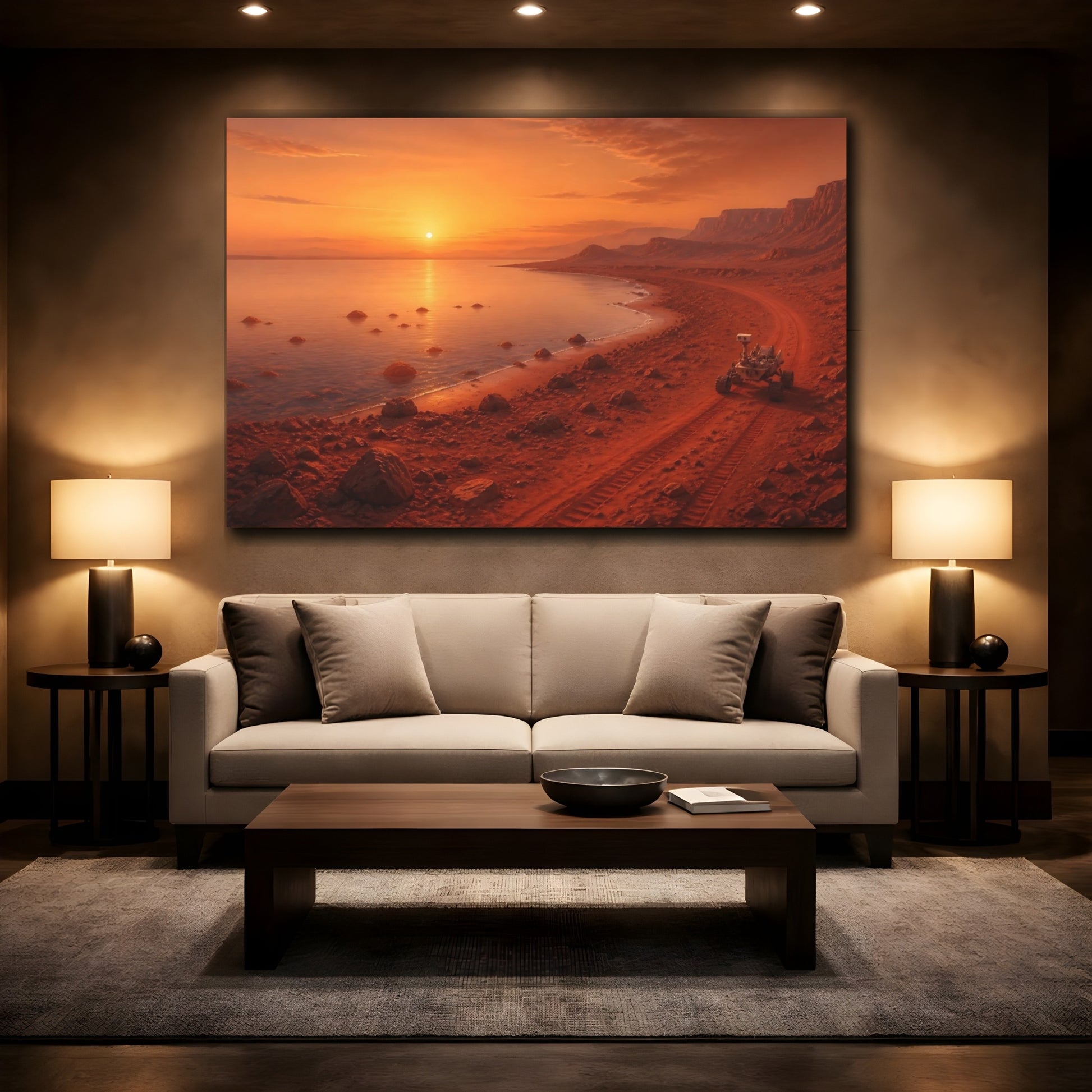 Mockup 2. Mars Valley At Sunset shown as canvas print