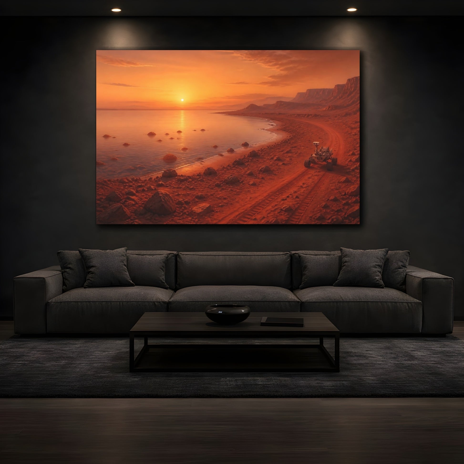 Mockup 3. Mars Valley At Sunset shown as canvas print