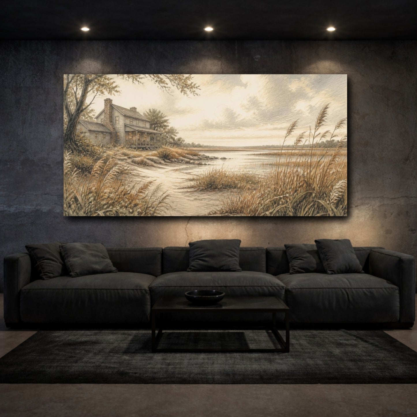 Mockup 3. Marshside Farmhouse Retreat shown as canvas print