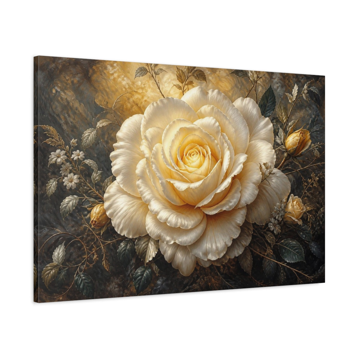 Main Mockup. Massive Ivory Rose shown as canvas print