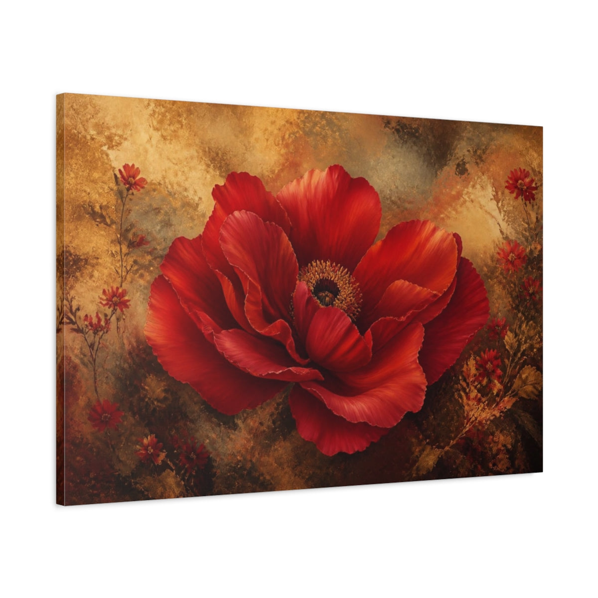 Main Mockup. Massive Scarlet Bloom shown as canvas print