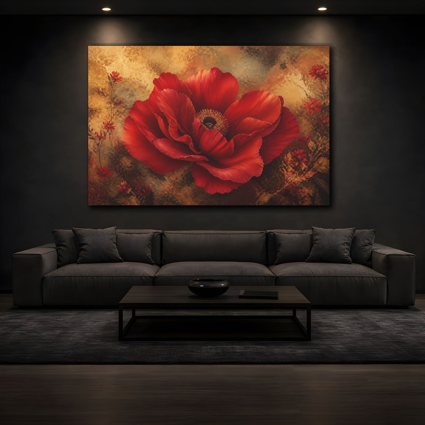 Mockup 3. Massive Scarlet Bloom shown as canvas print