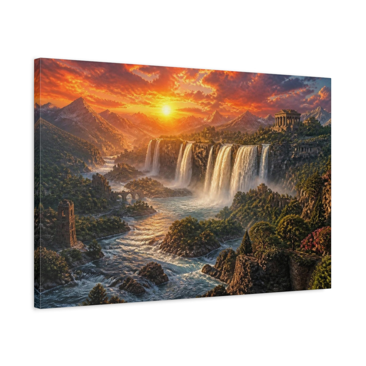 Side Mockup 2. Massive Waterfall Canyon shown as canvas print