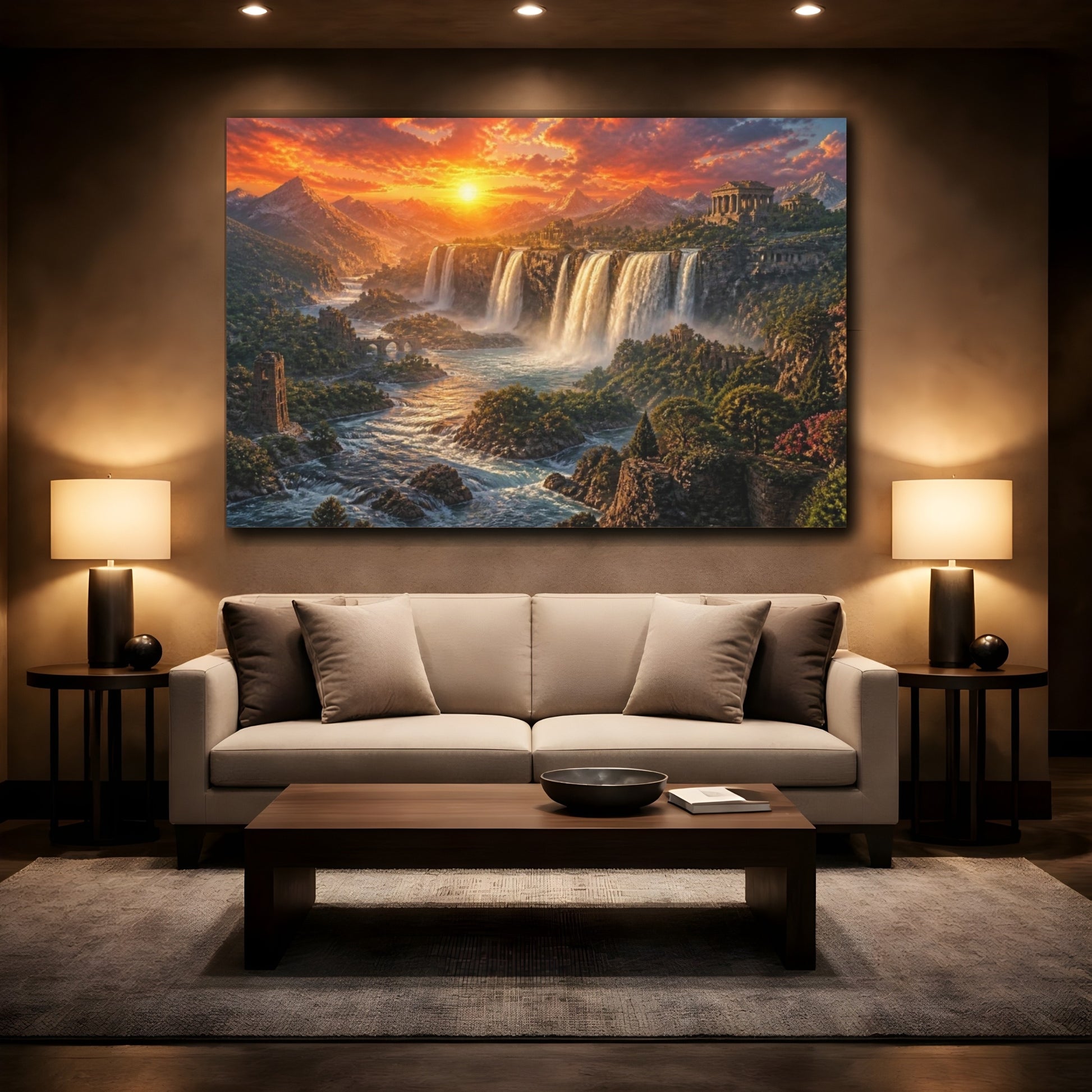 Mockup 2. Massive Waterfall Canyon shown as canvas print