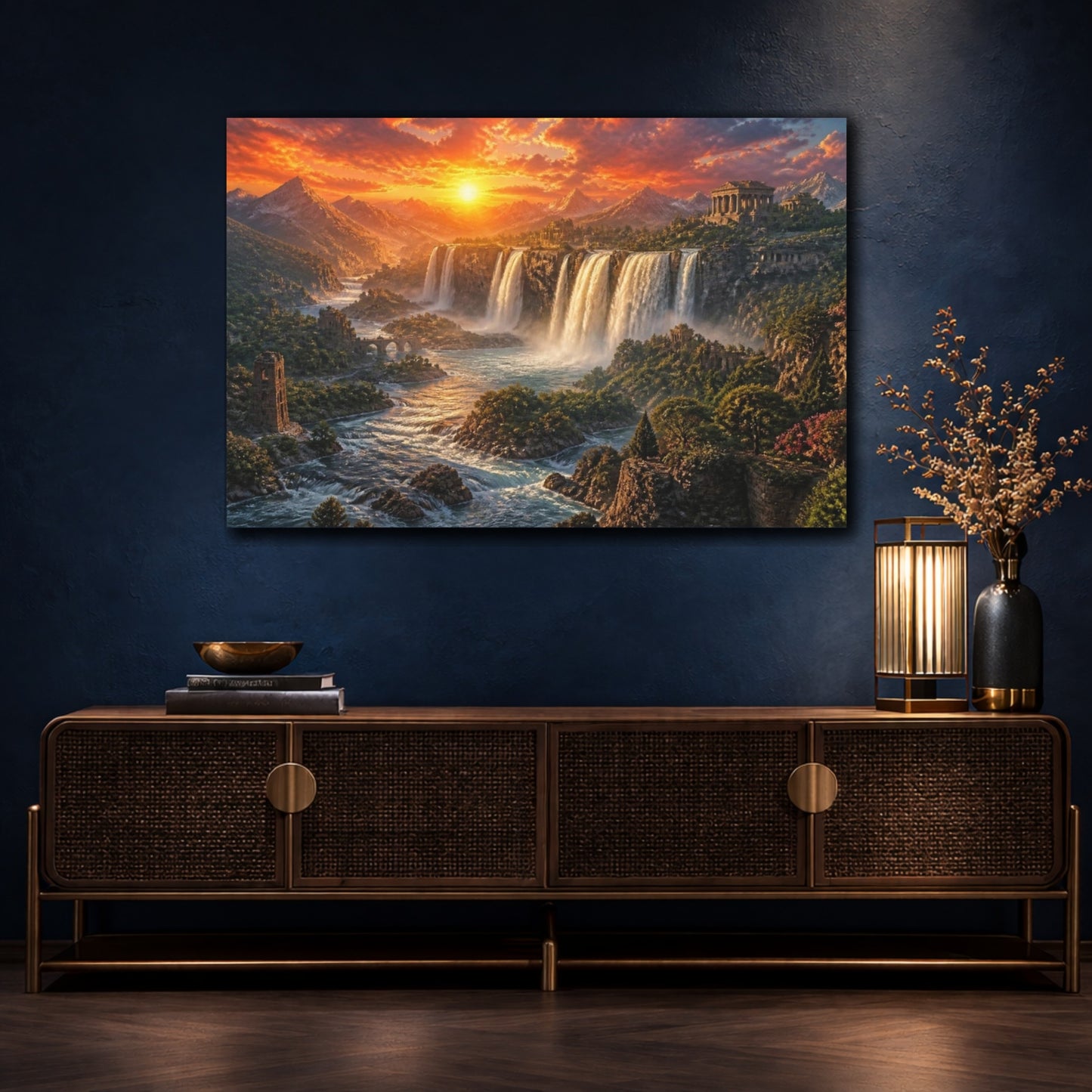 Mockup 4. Massive Waterfall Canyon shown as canvas print