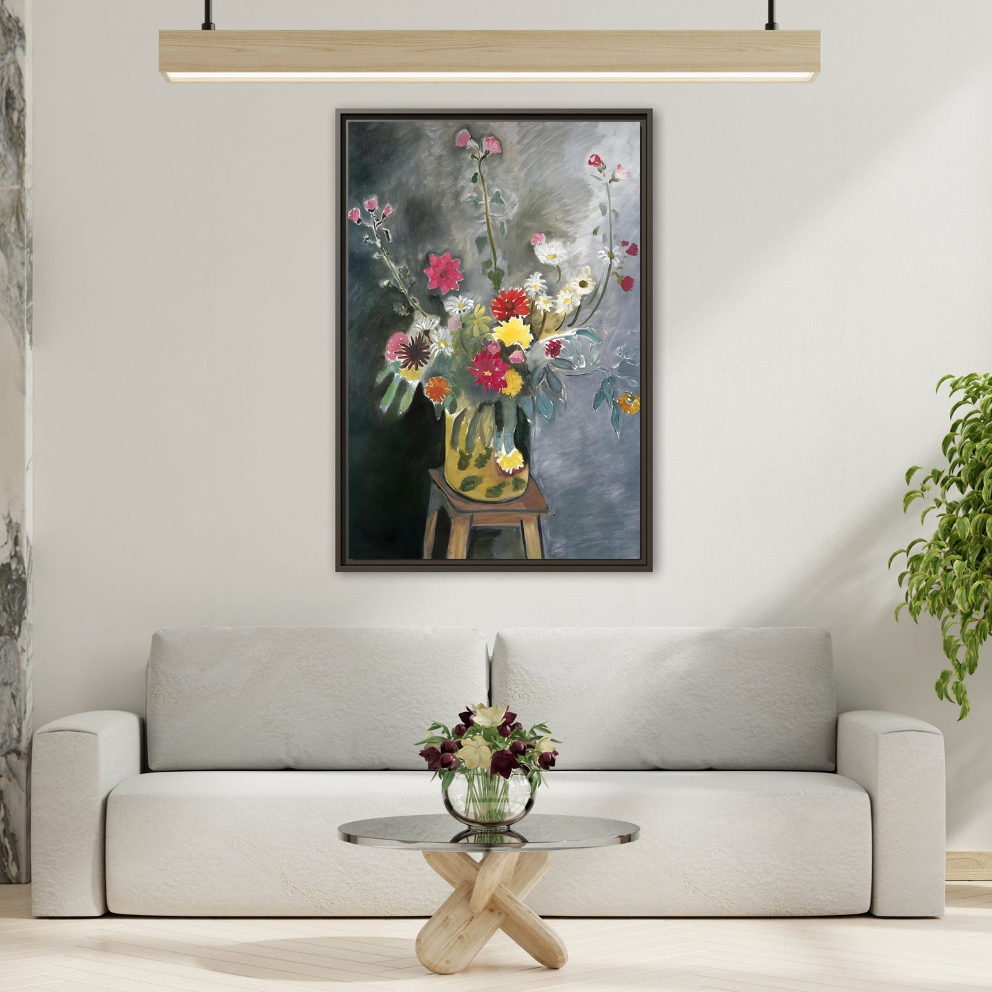 Matisse Canvas Flower Print - Bouquet of Mixed Flowers Wall Art in Exclusive Frame - YesArtYes