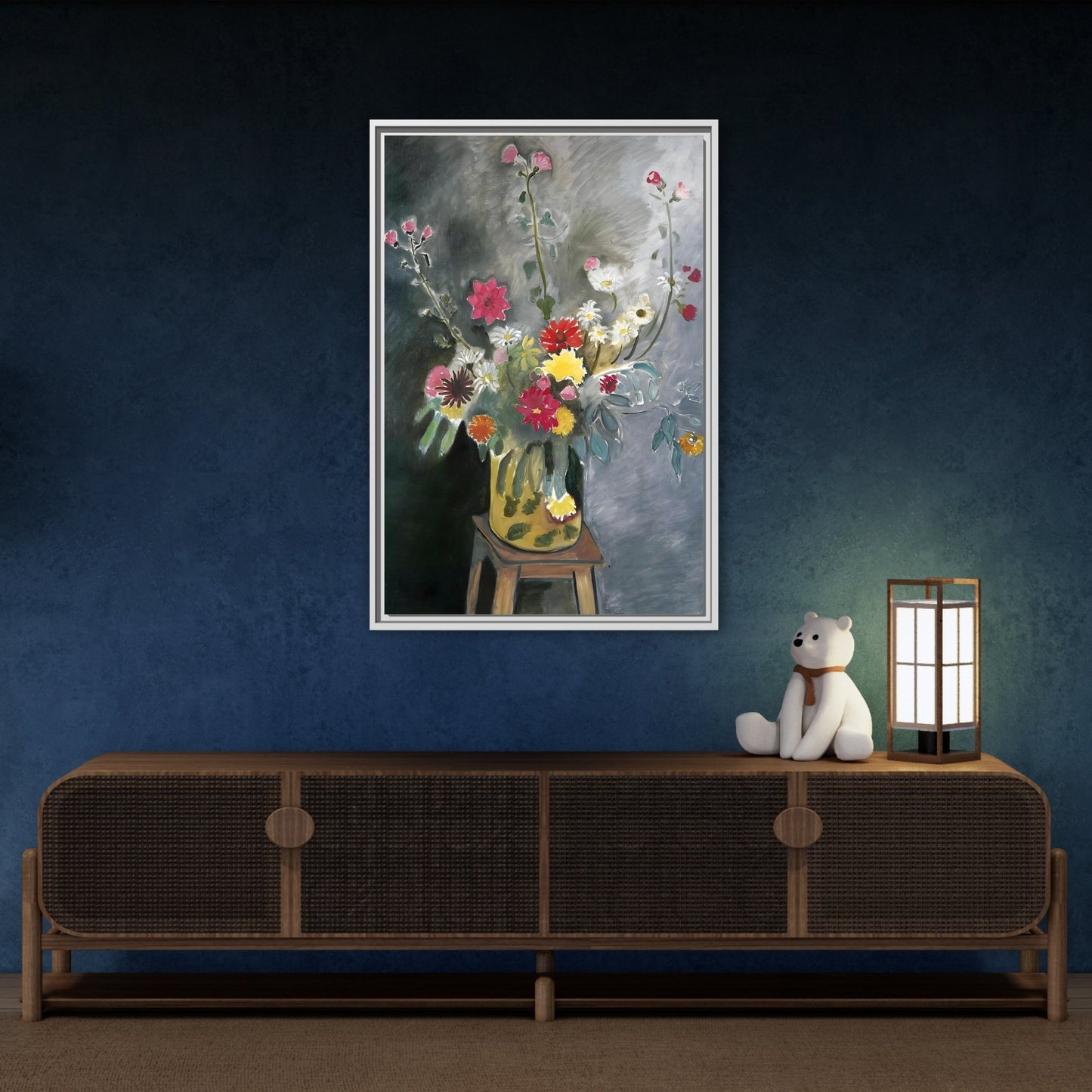 Matisse Canvas Flower Print - Bouquet of Mixed Flowers Wall Art in Exclusive Frame - YesArtYes