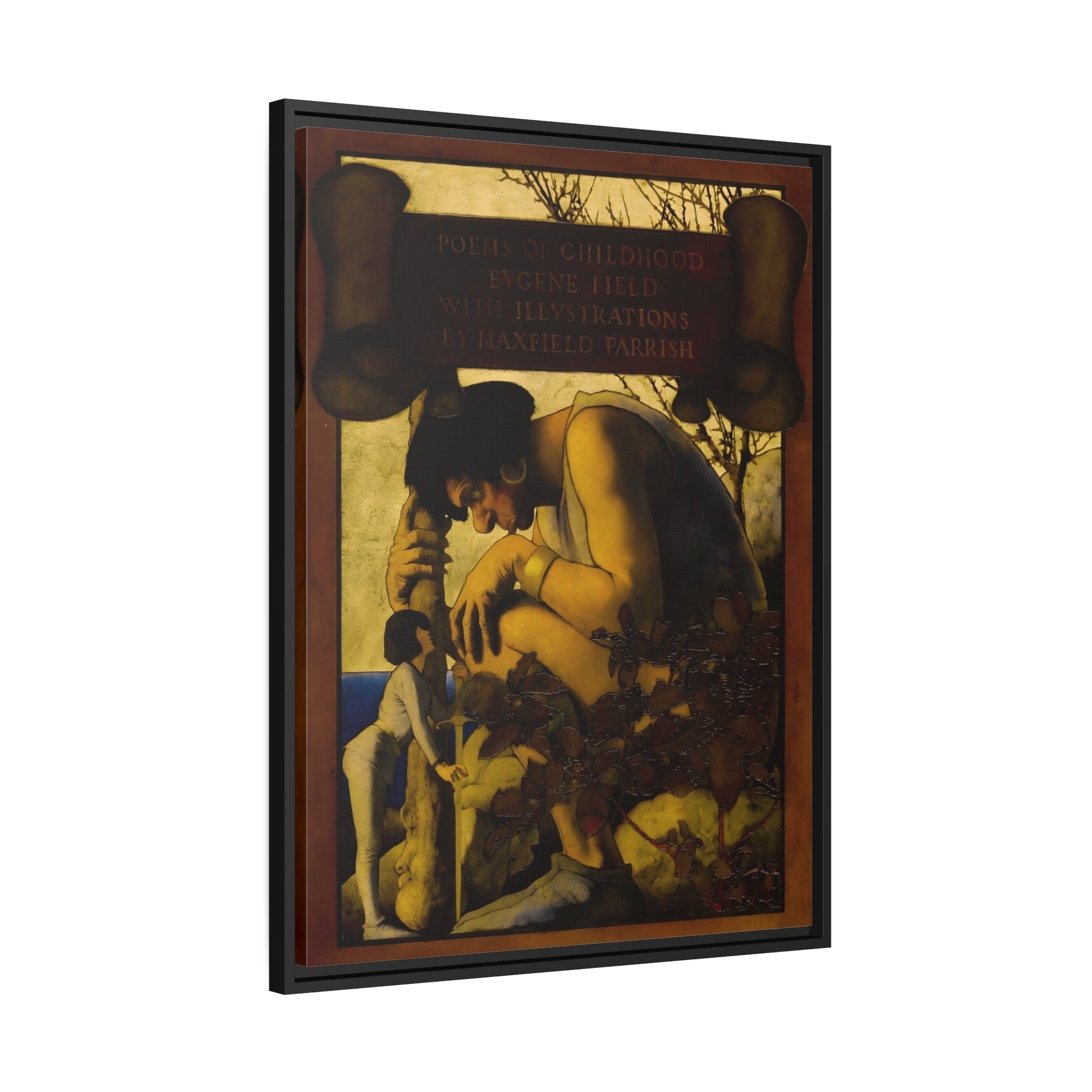 Maxfield Parrish Giant with Jack at His Feet - Framed Canvas Art Reproduction