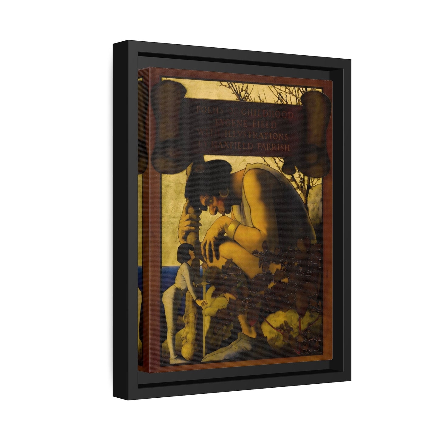 Maxfield Parrish Giant with Jack at His Feet - Framed Canvas Art Reproduction