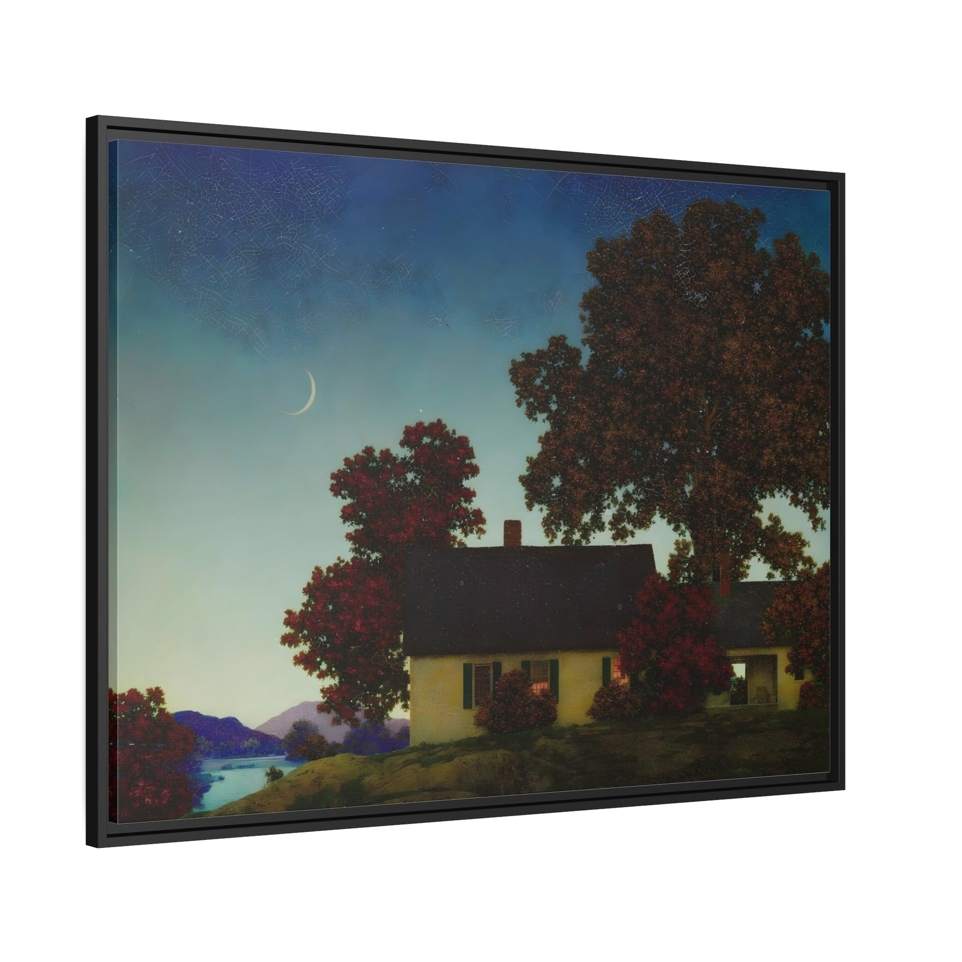 Maxfield Parrish New Moon - Framed Canvas Classic Landscape Wall Art Reproduction