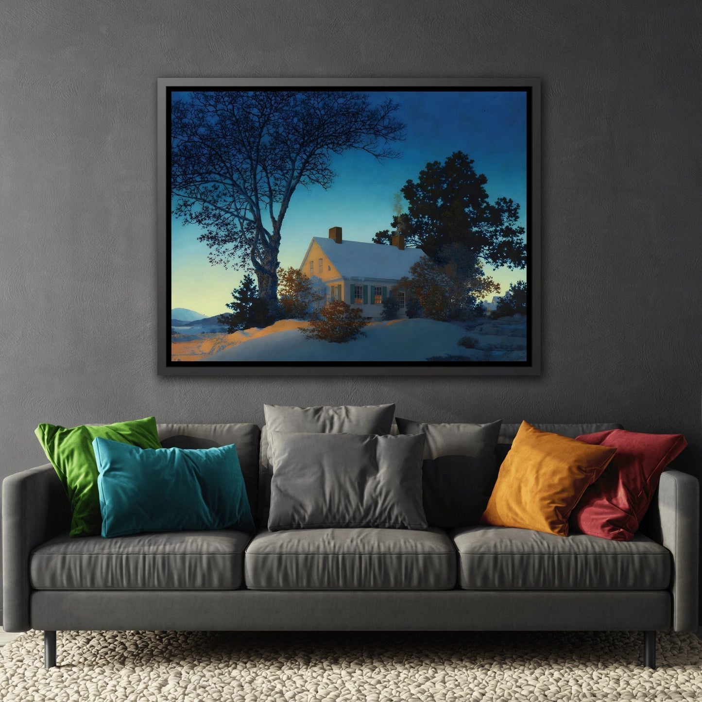 Maxfield Parrish Norwich Vermont - Framed Canvas Wall Art Reproduction