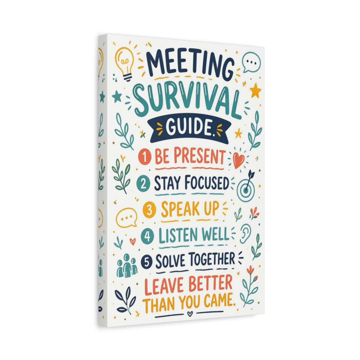 Side Mockup 4. Meeting Survival Quotes shown as canvas print