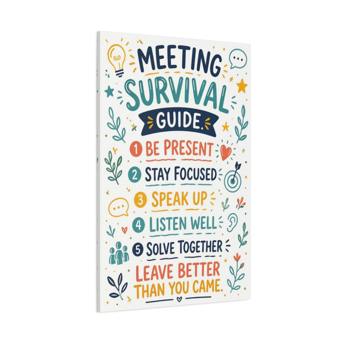 Side Mockup 1. Meeting Survival Quotes shown as canvas print