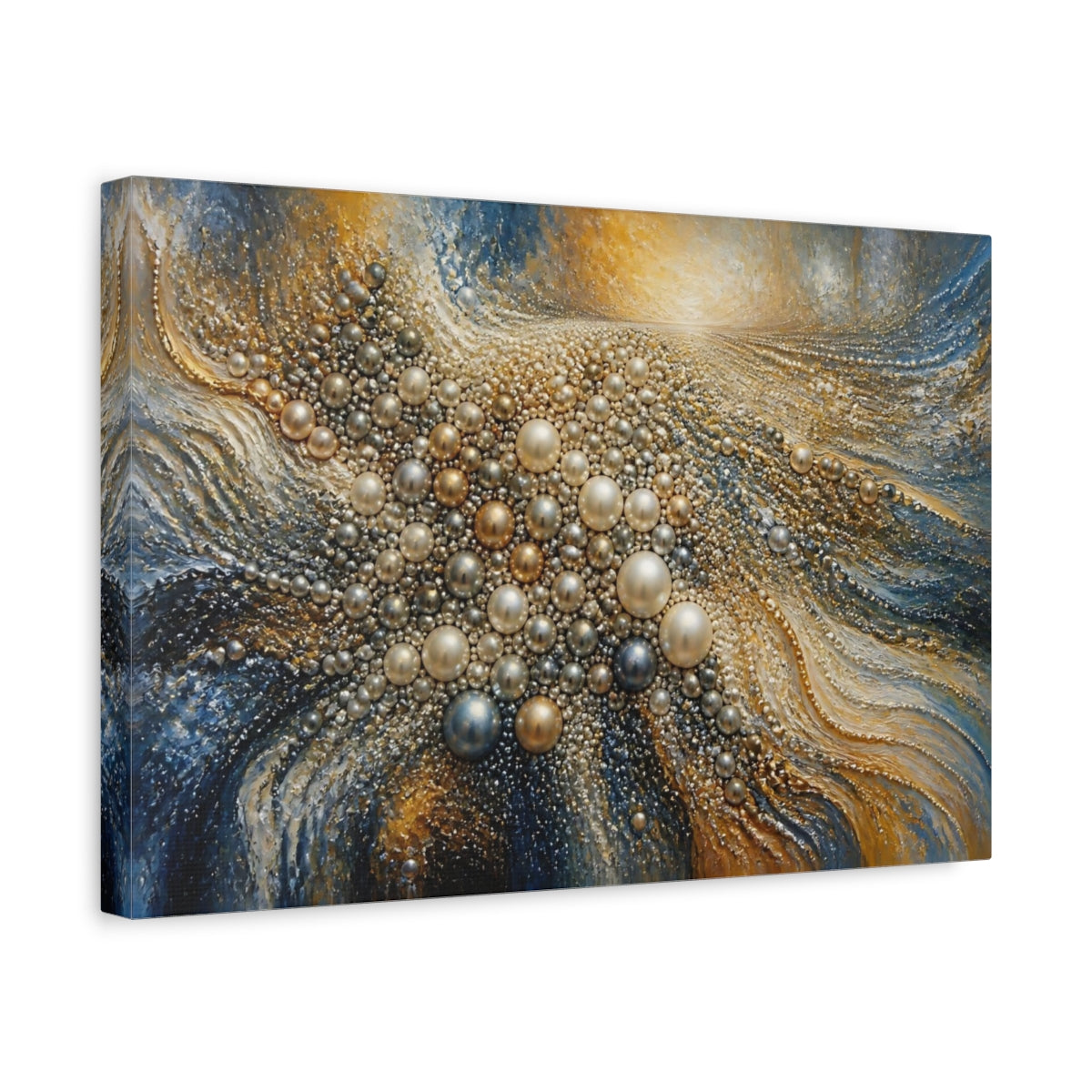 Side Mockup 4. Metallic Pearl Cluster shown as canvas print