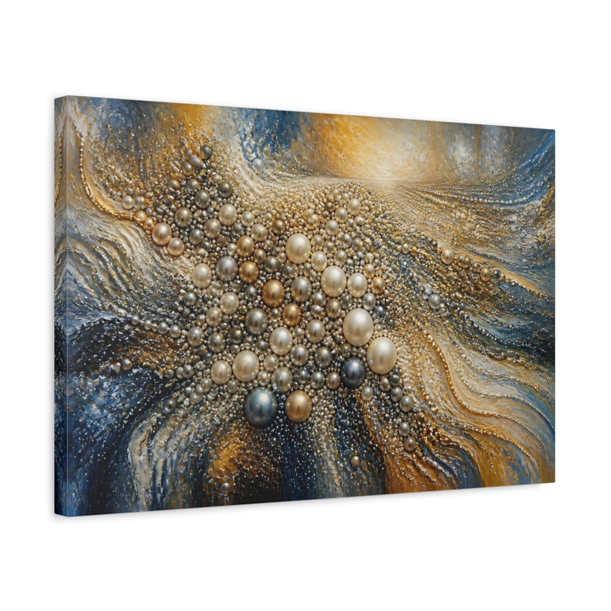 Side Mockup 3. Metallic Pearl Cluster shown as canvas print
