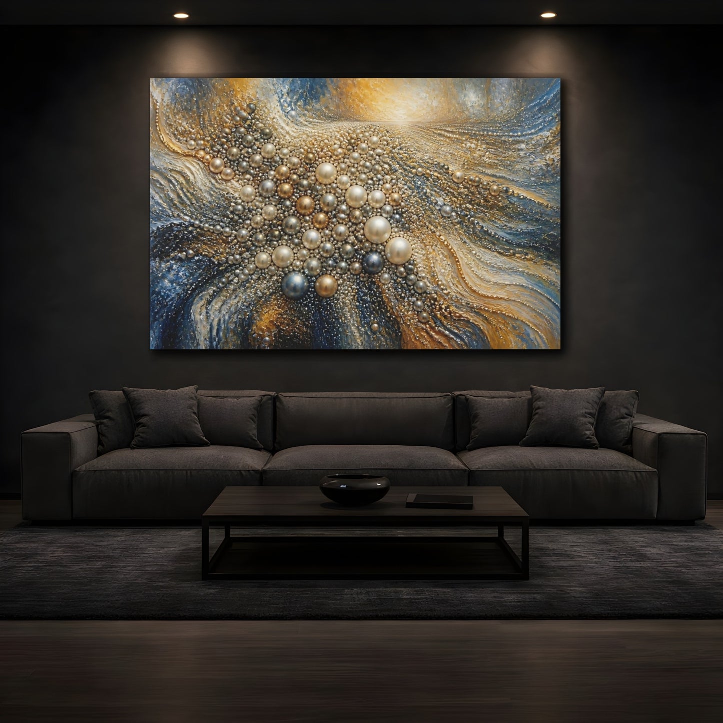 Mockup 3. Metallic Pearl Cluster shown as canvas print