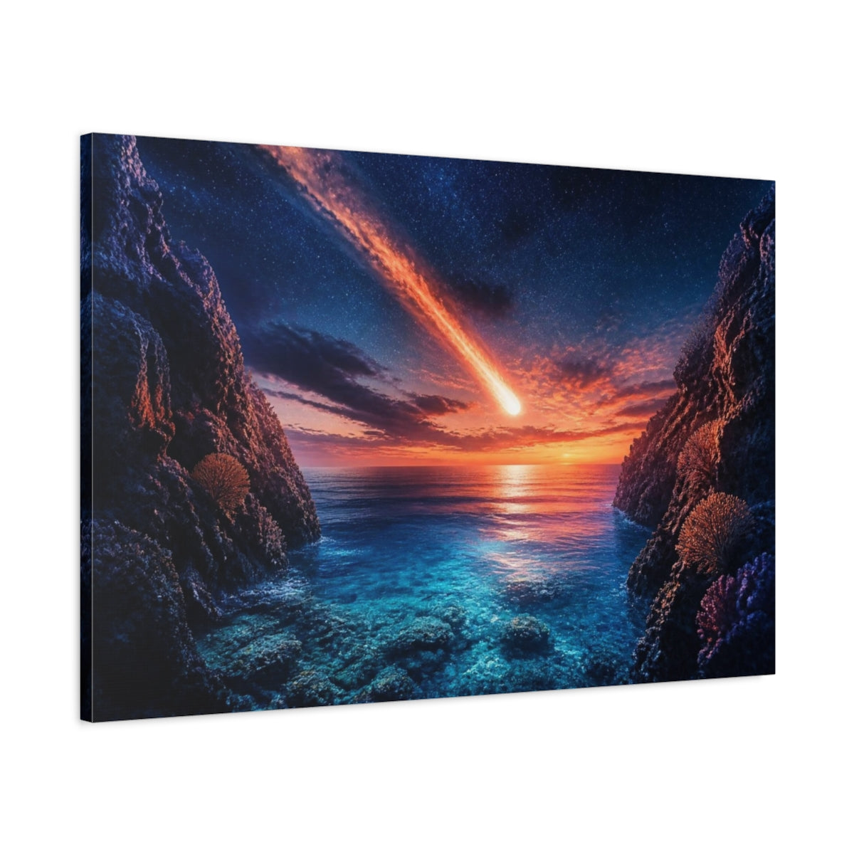 Main Mockup. Meteor Over Ocean shown as canvas print