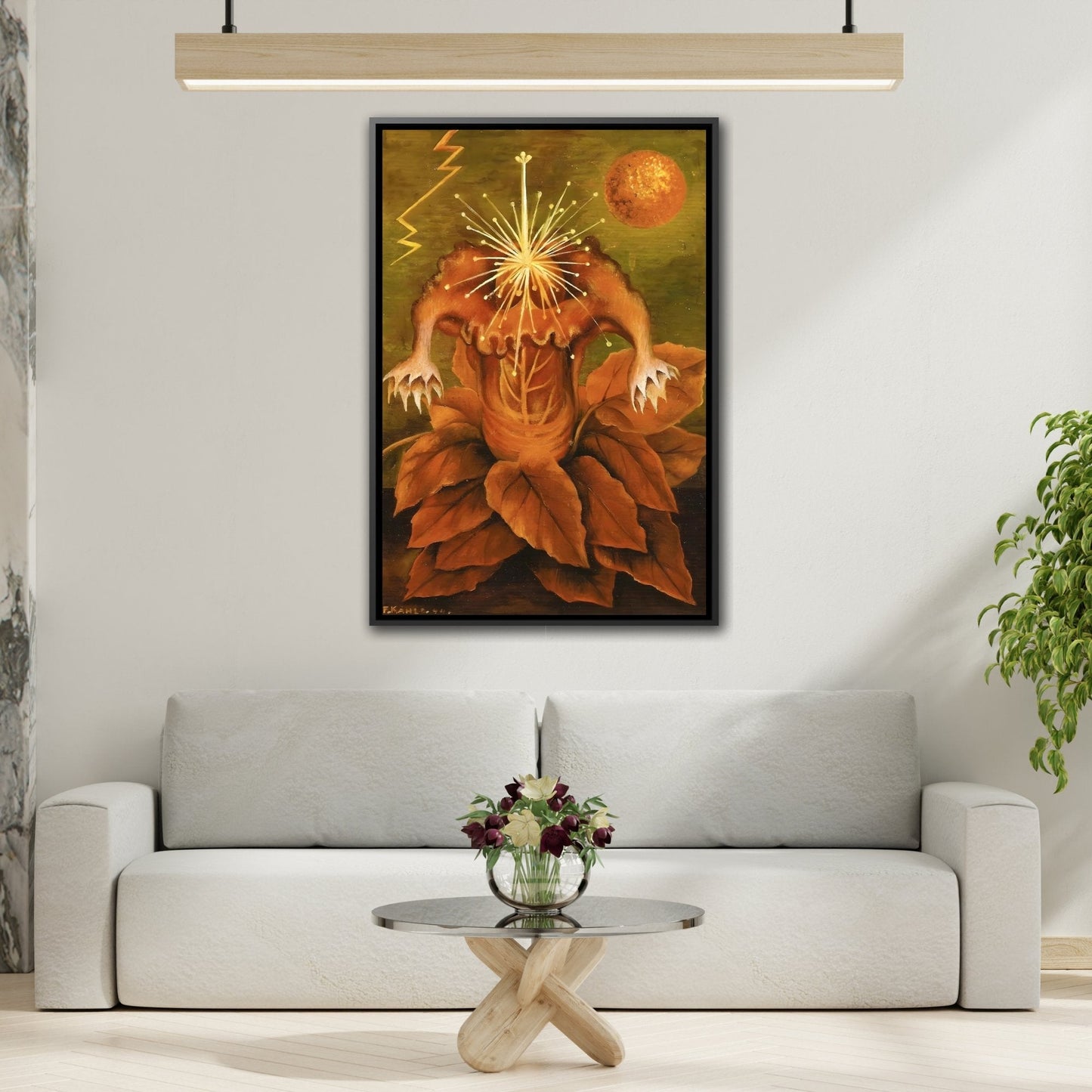 Mexican Canvas Prints Frida Kahlo Flame Flower of Life - Wall Art Print