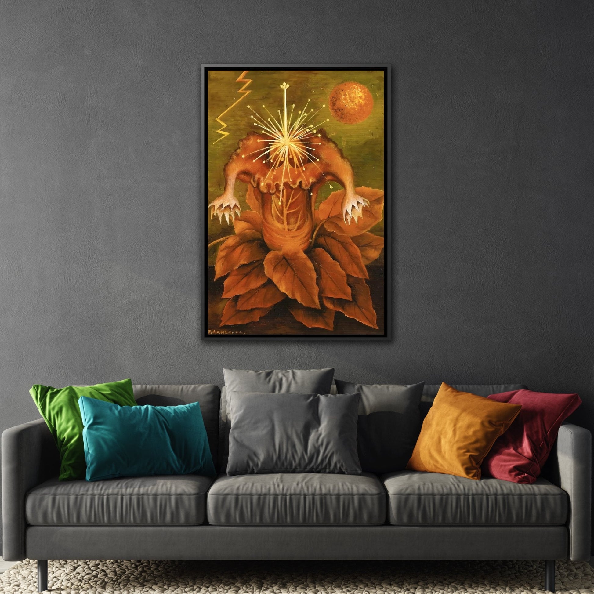 Mexican Canvas Prints Frida Kahlo Flame Flower of Life - Wall Art Print