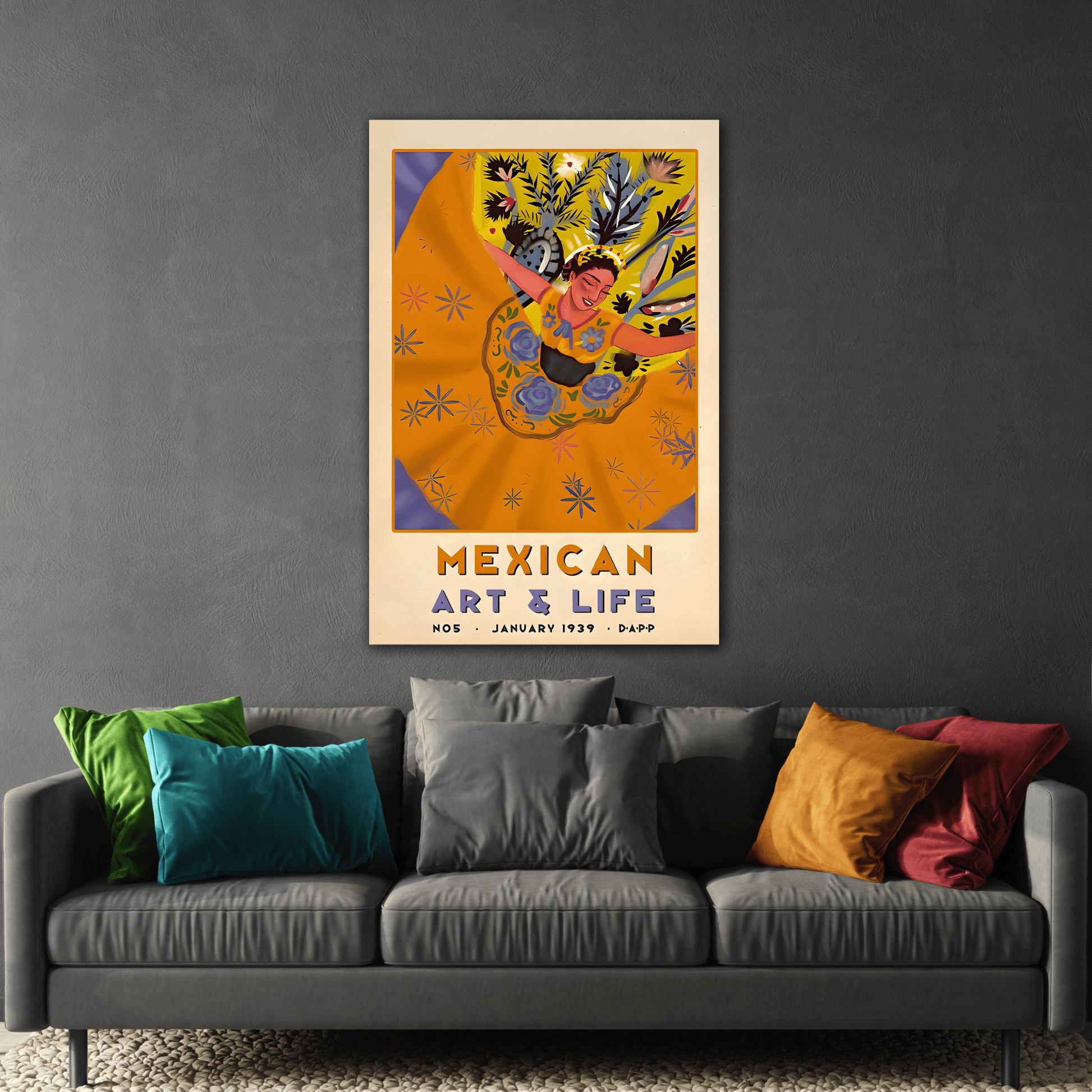Mexican Latin Canvas Floral Wall Art Prints Decor - YesArtYes