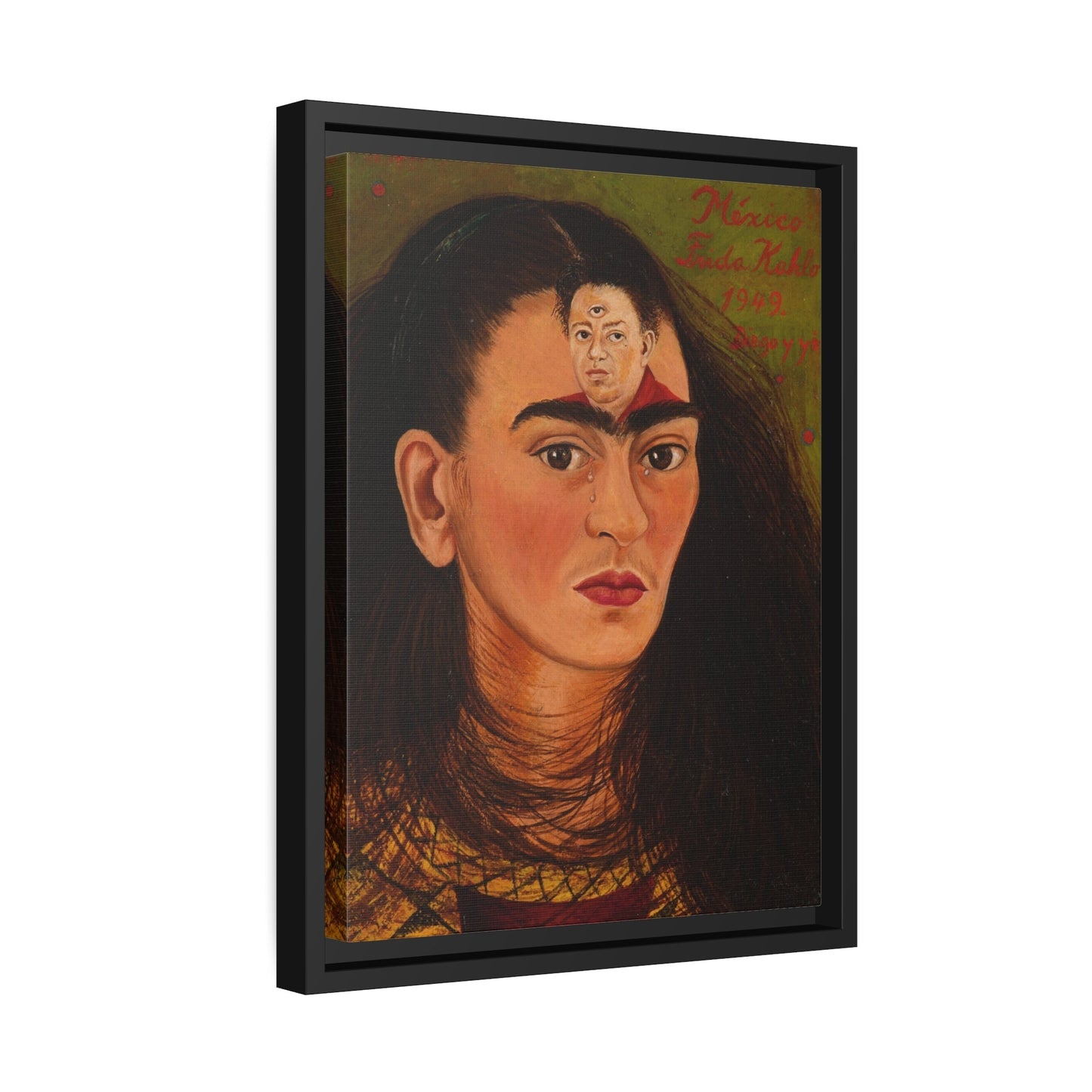 Mexican Wall Art Painting Reproduction in Exclusive Frame - Frida Kahlo Diego y yo Canvas Prints