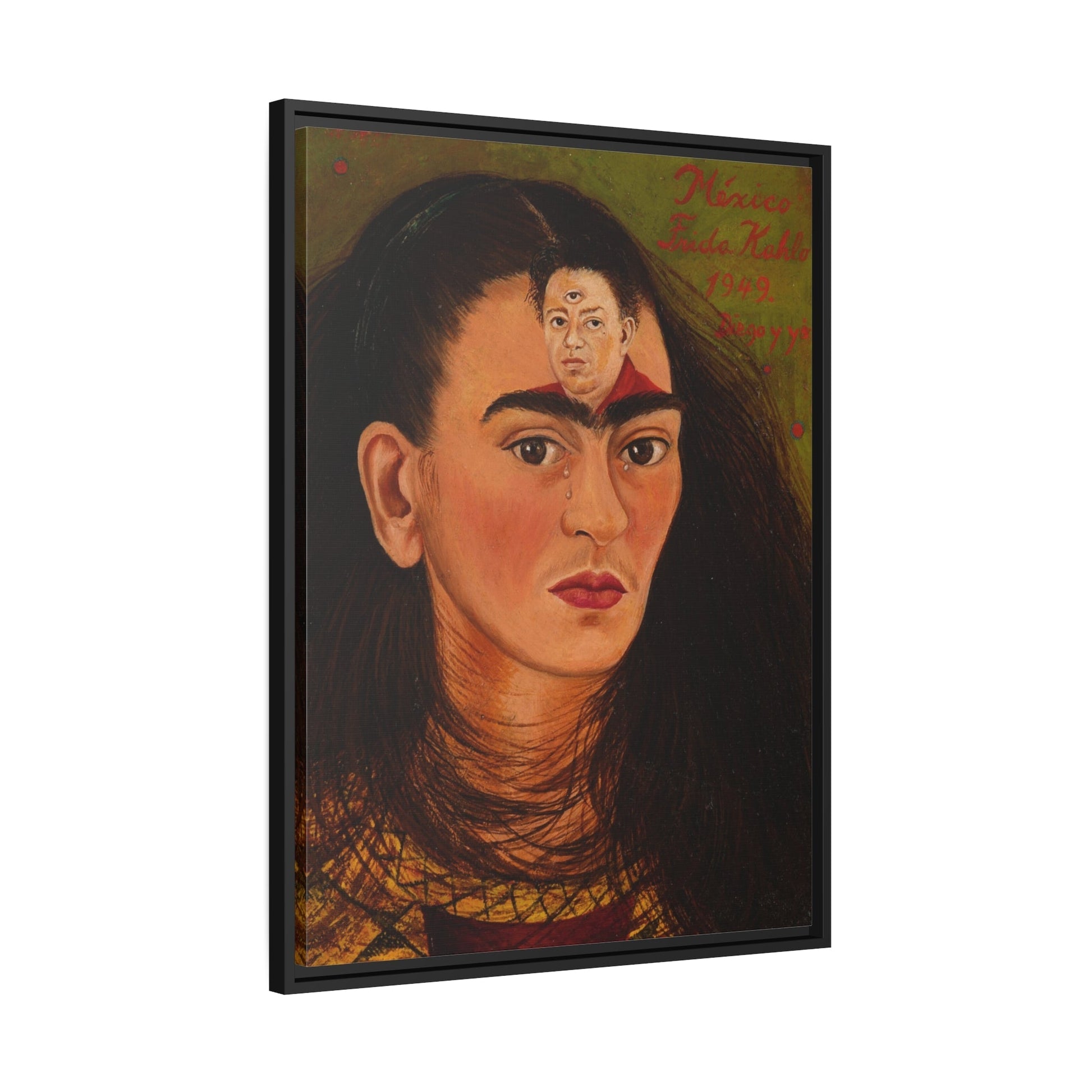 Mexican Wall Art Painting Reproduction in Exclusive Frame - Frida Kahlo Diego y yo Canvas Prints