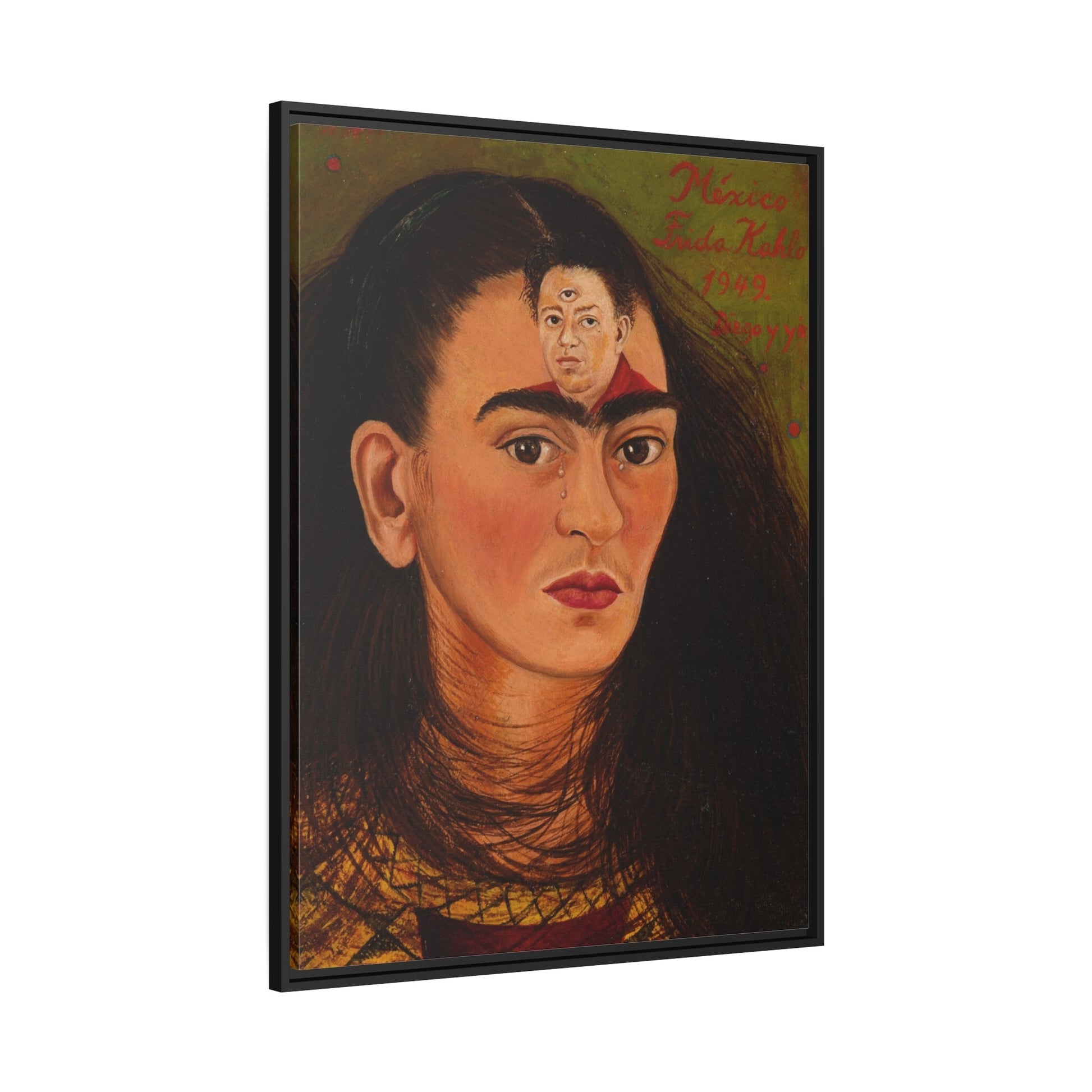 Mexican Wall Art Painting Reproduction in Exclusive Frame - Frida Kahlo Diego y yo Canvas Prints