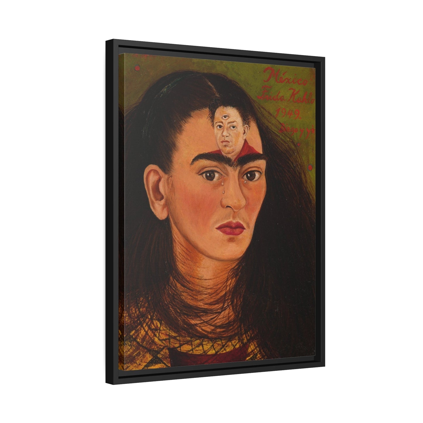 Mexican Wall Art Painting Reproduction in Exclusive Frame - Frida Kahlo Diego y yo Canvas Prints