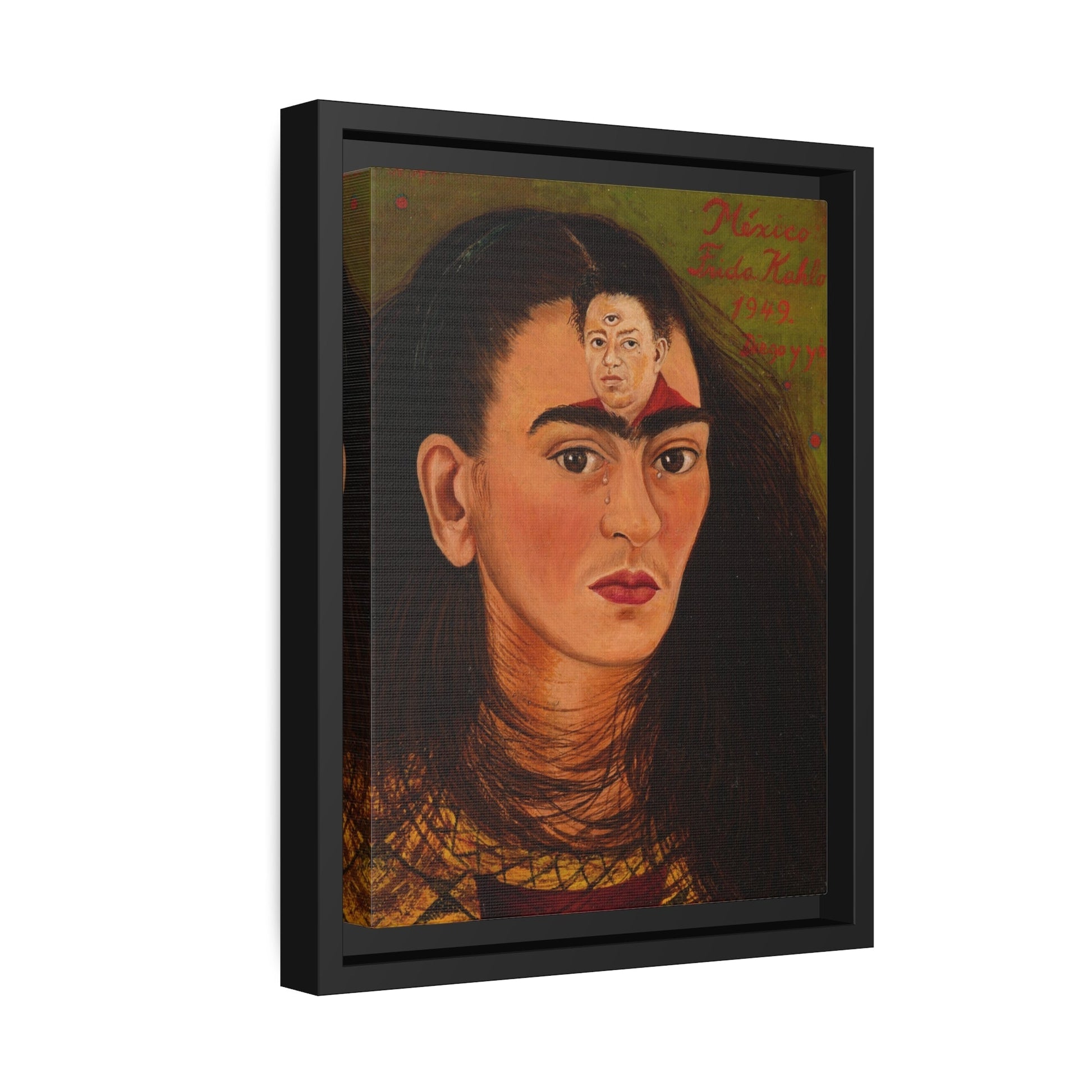 Mexican Wall Art Painting Reproduction in Exclusive Frame - Frida Kahlo Diego y yo Canvas Prints