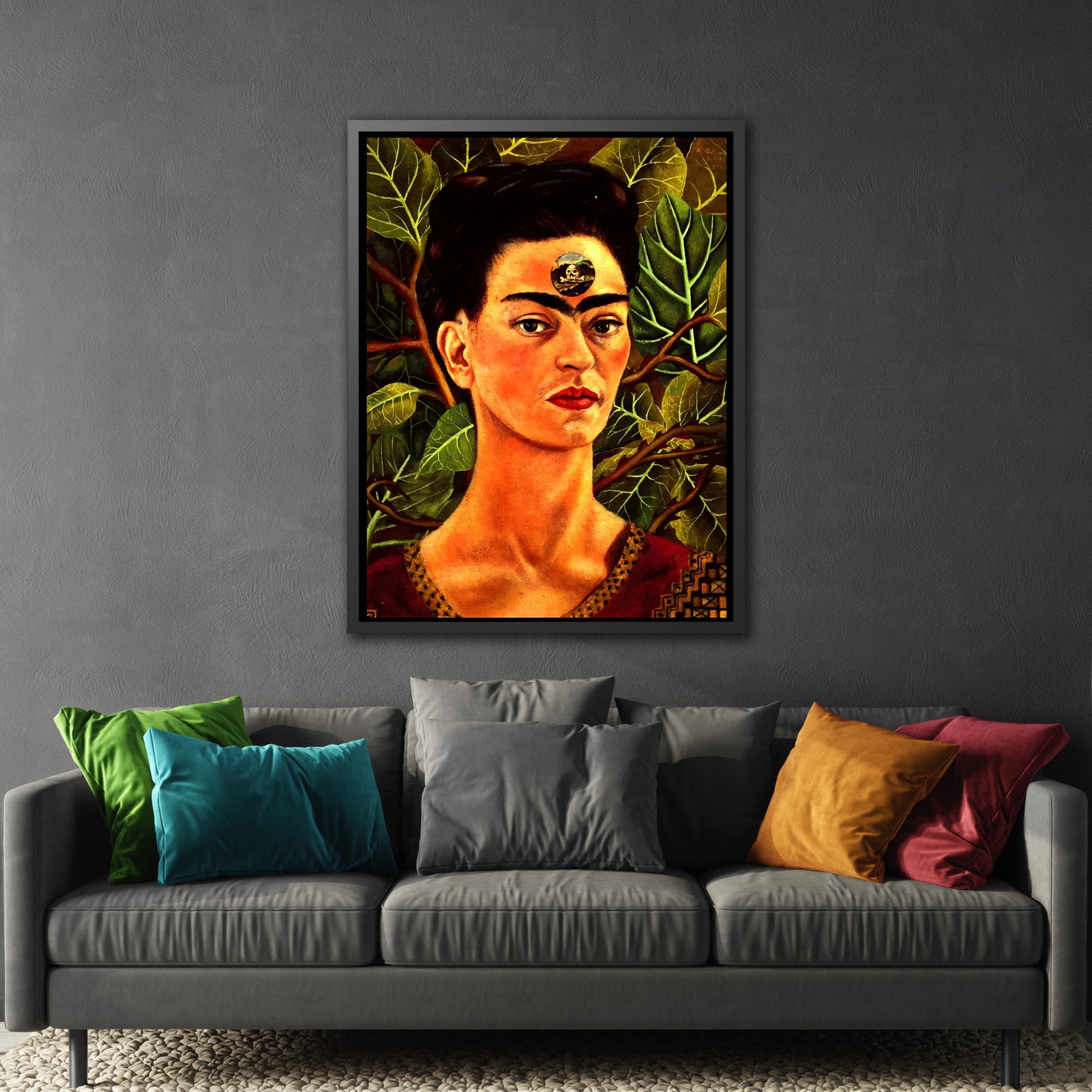 Mexico Famous Wall Art Kahlo Canvas Painting - Thinking About Death Wall Art Prints