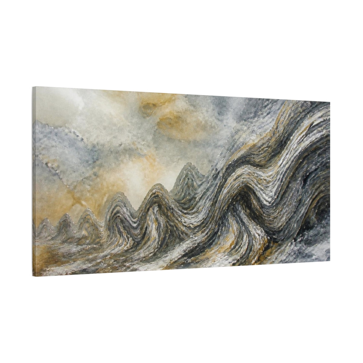 Side Mockup 2. Mica Schist Folds shown as canvas print