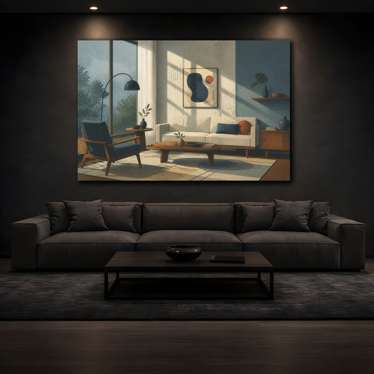 Mockup 3. Mid-Century Living Room Sofa shown as canvas print