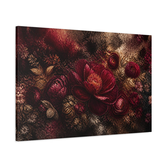 Main Mockup. Midnight Burgundy Peony shown as canvas print