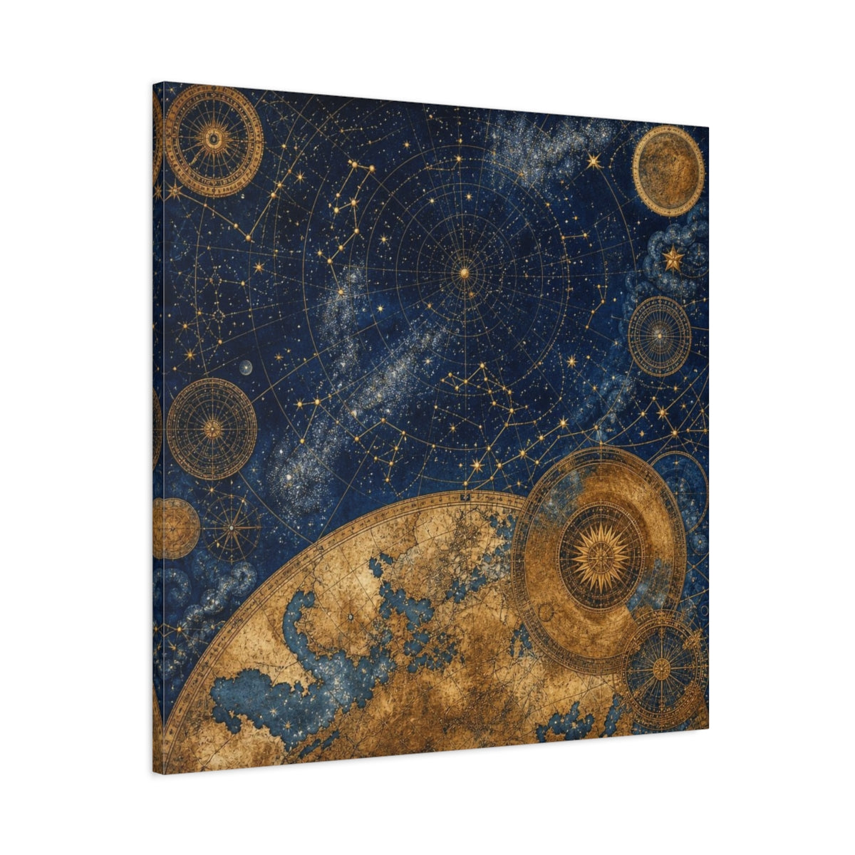 Main Mockup. Midnight Celestial Map shown as canvas print