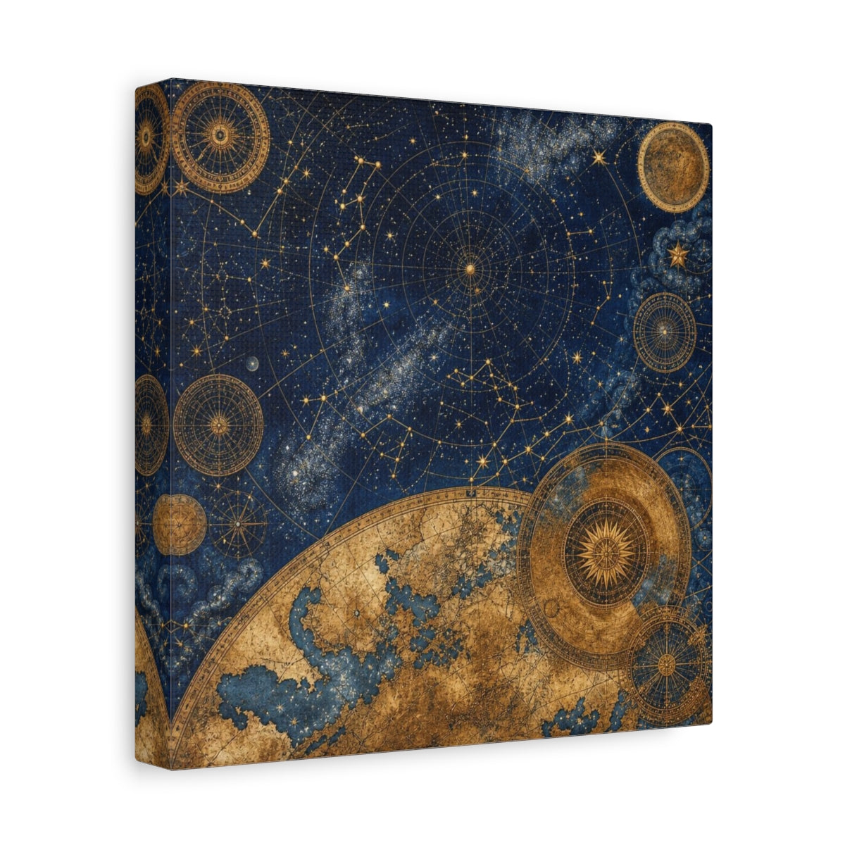 Side Mockup 9. Midnight Celestial Map shown as canvas print