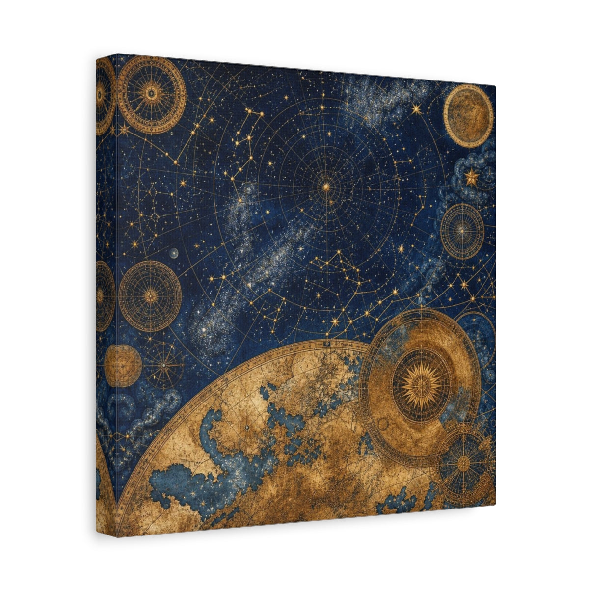 Side Mockup 8. Midnight Celestial Map shown as canvas print