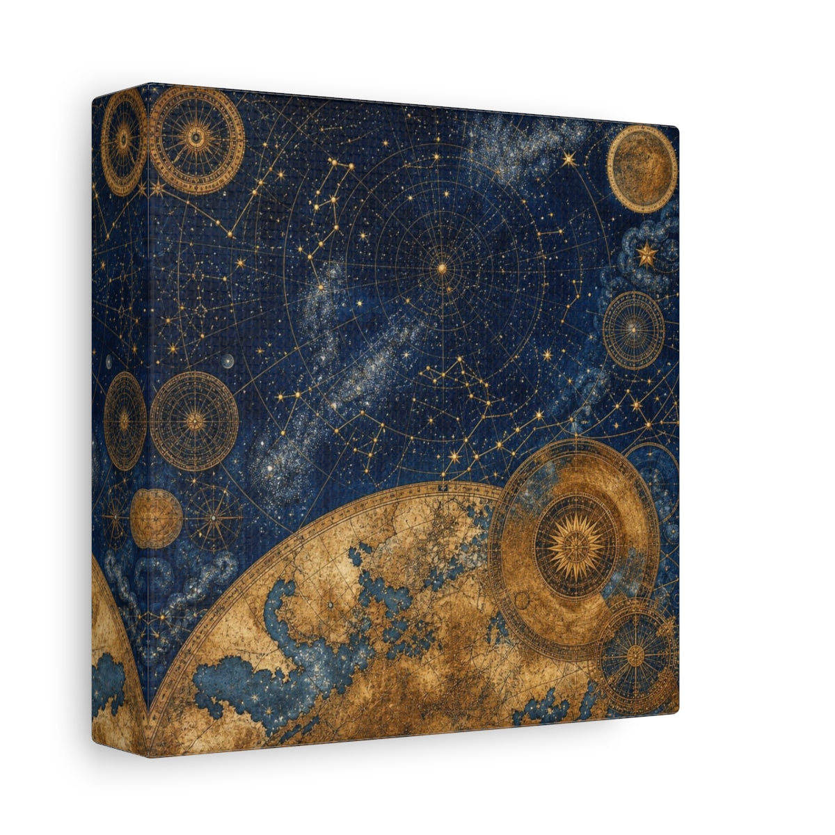 Side Mockup 2. Midnight Celestial Map shown as canvas print