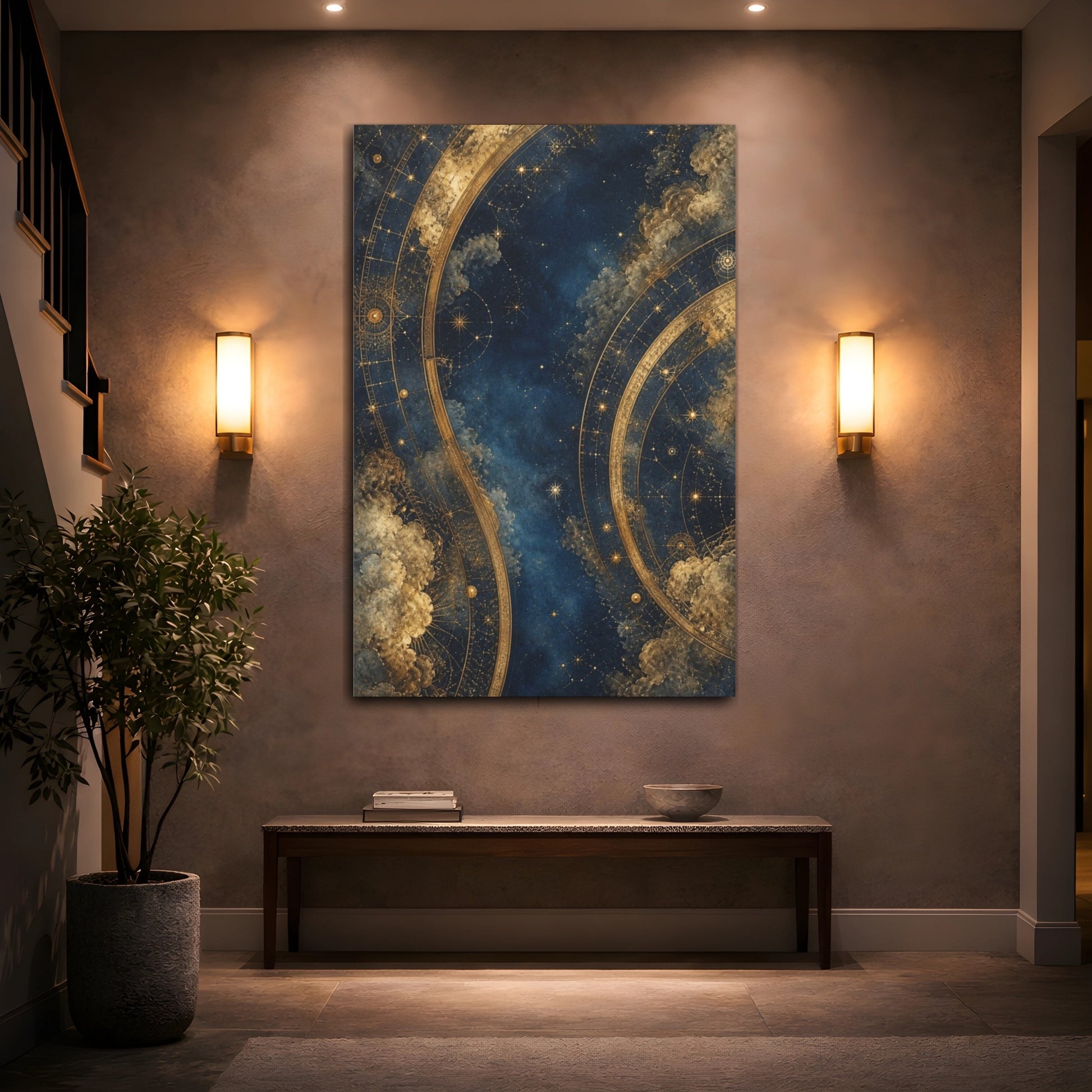 Mockup 2. Midnight Celestial Map shown as canvas print
