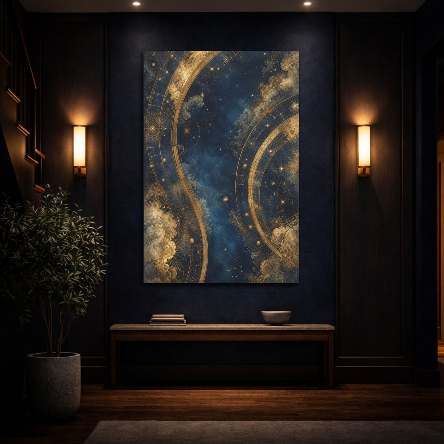 Mockup 4. Midnight Celestial Map shown as canvas print