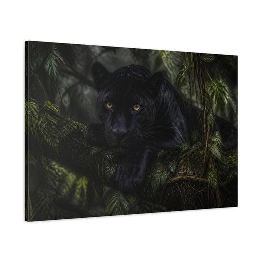 Main Mockup. Midnight Jungle Panther shown as canvas print