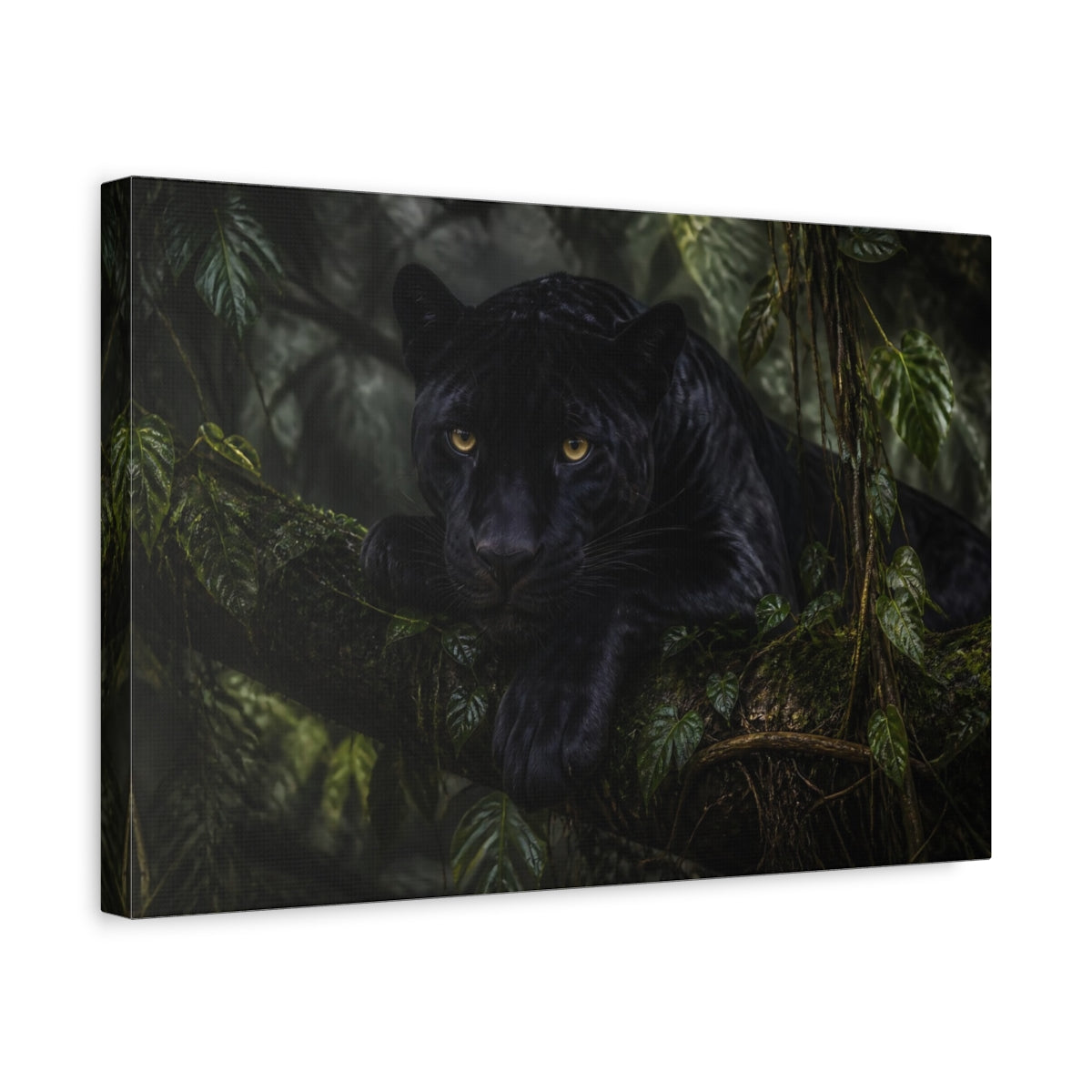 Side Mockup 4. Midnight Jungle Panther shown as canvas print