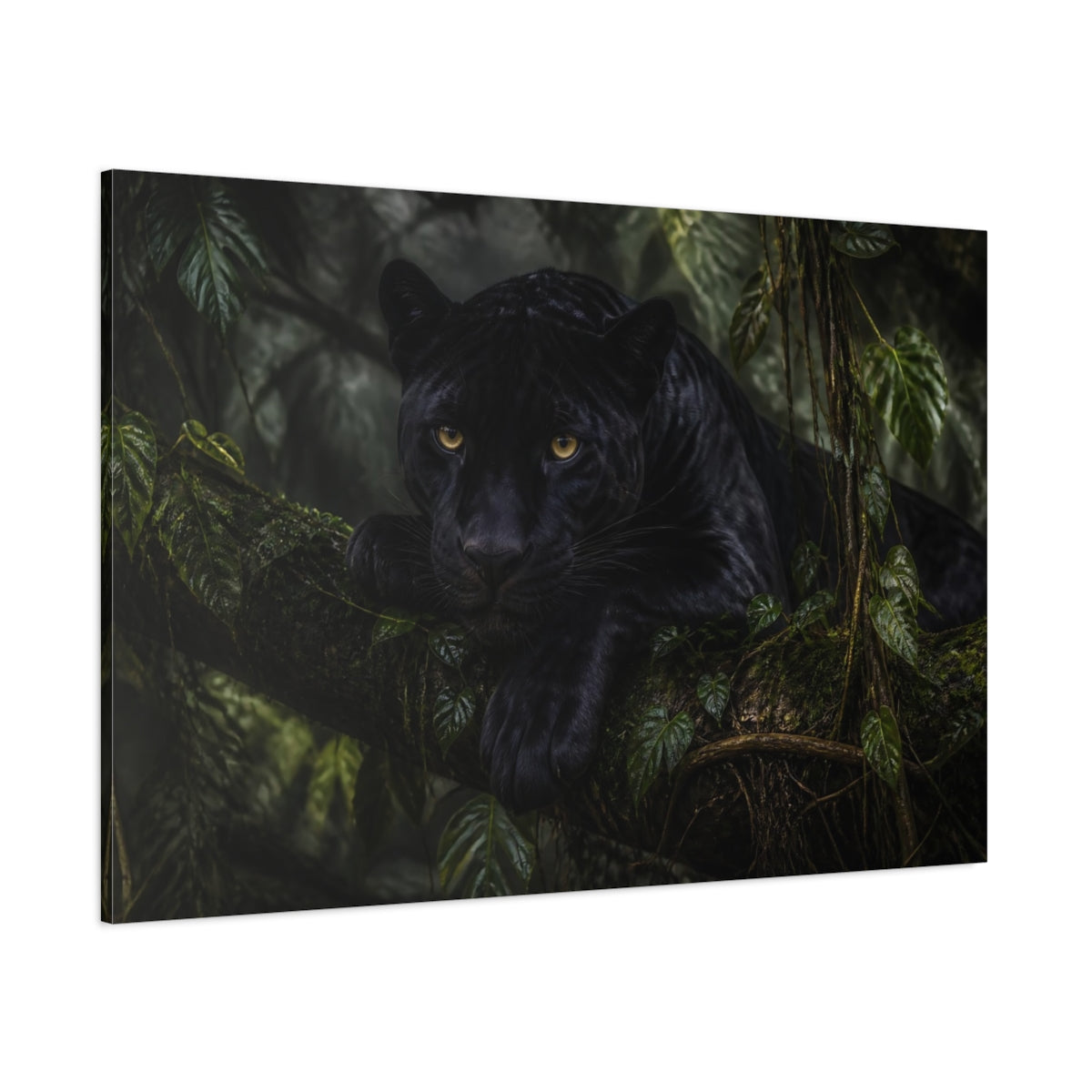 Side Mockup 1. Midnight Jungle Panther shown as canvas print
