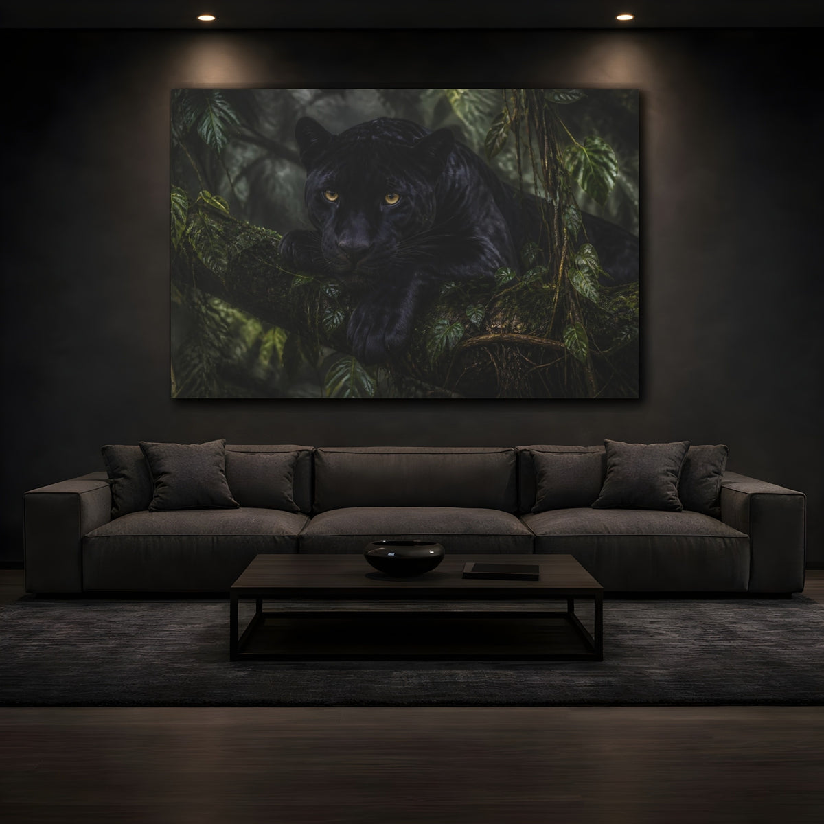 Mockup 3. Midnight Jungle Panther shown as canvas print