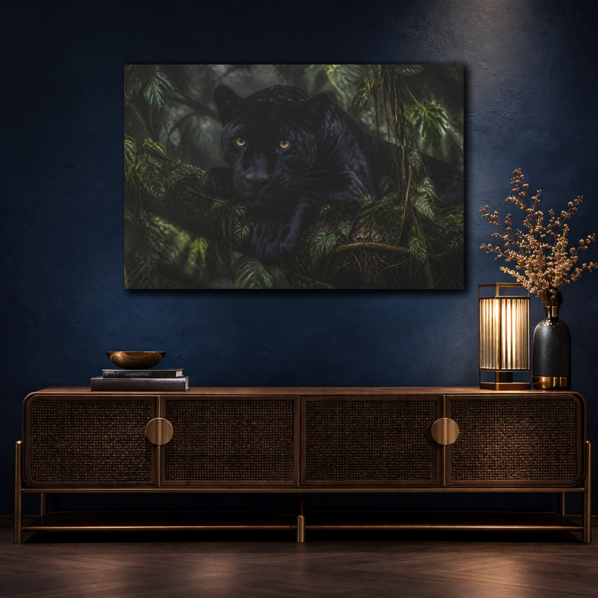 Mockup 4. Midnight Jungle Panther shown as canvas print