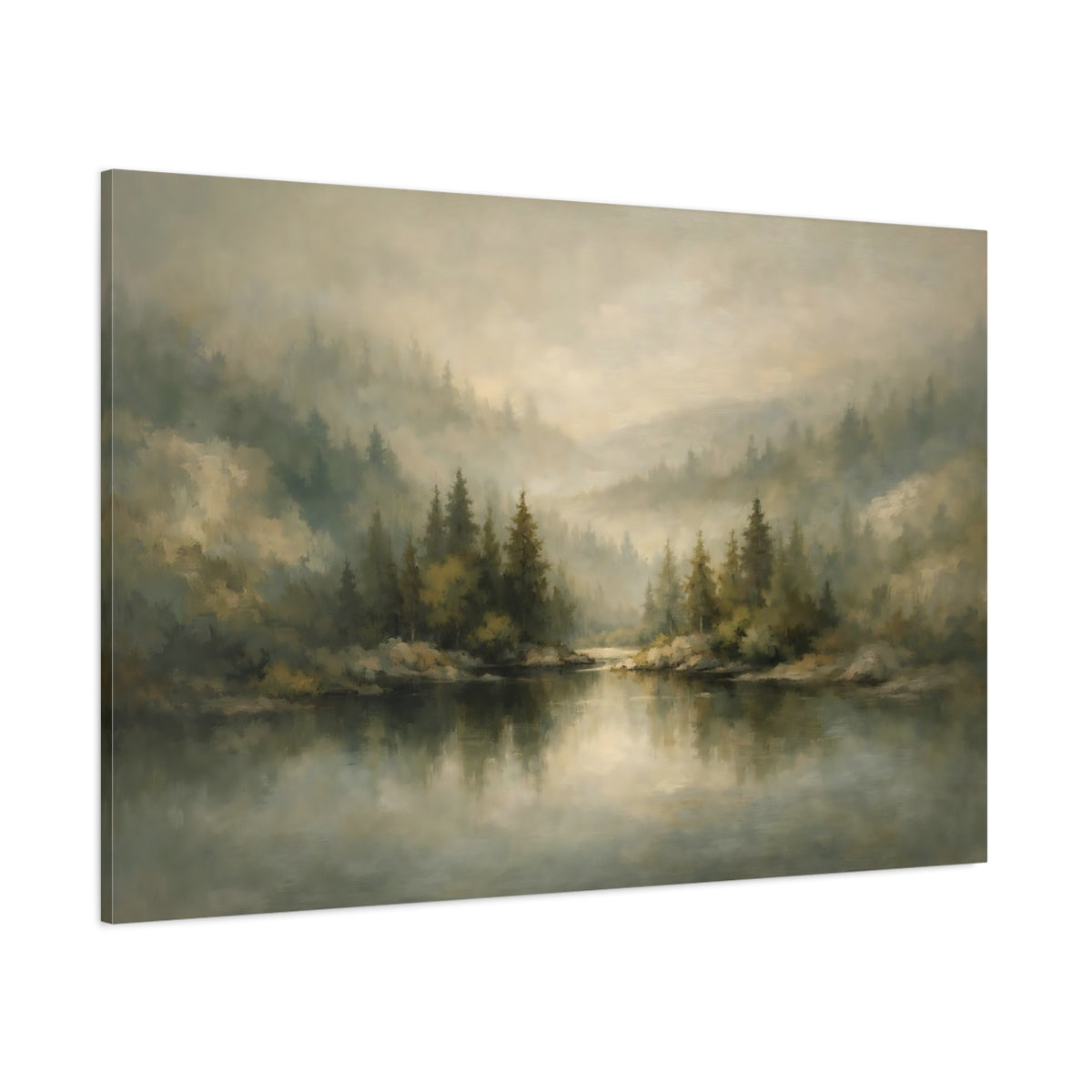 Main Mockup. Mineral Abstract Forest Depth Layered Scene shown as stretched canvas wall art