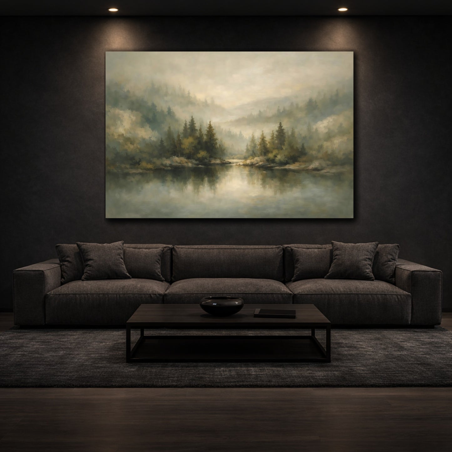 Mockup 2. Mineral Abstract Forest Depth Layered Scene shown as stretched canvas wall art