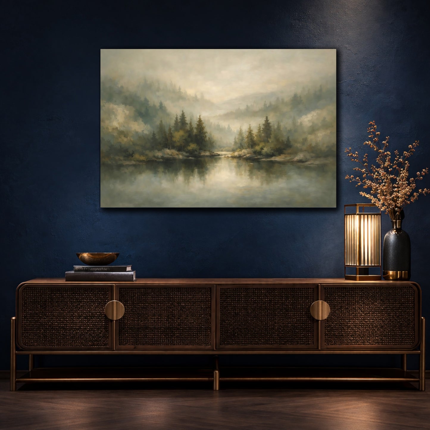 Mockup 4. Mineral Abstract Forest Depth Layered Scene shown as stretched canvas wall art