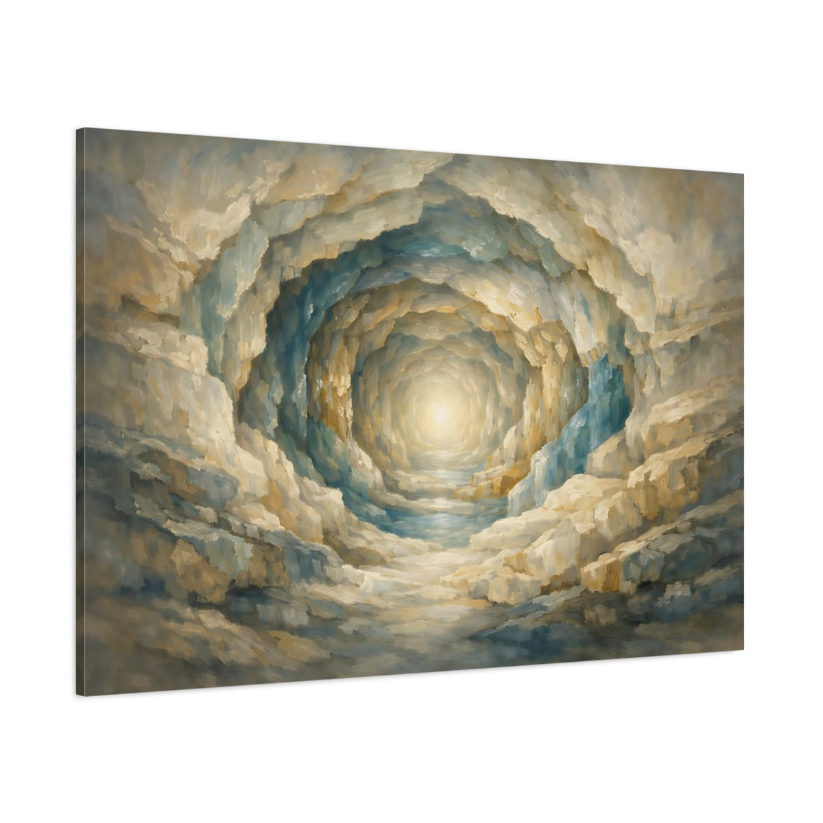 Main Mockup. Mineral Abstract Infinite Tunnel Illusion Composition shown as stretched canvas wall art