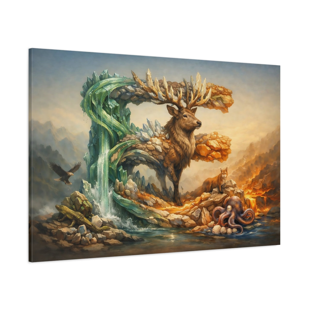 Mineral Flow Animal Alphabet shown as stretched canvas wall art